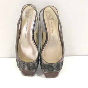 Anne Klein iflex sport hooked woman's slingback sandal champaign heel size 6 1/2